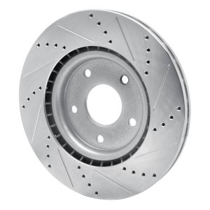 Chrysler Grand Caravan Brake Rotor (1) - Front Left - R1 Concepts - Drilled & Slotted - Silver - `12-`25